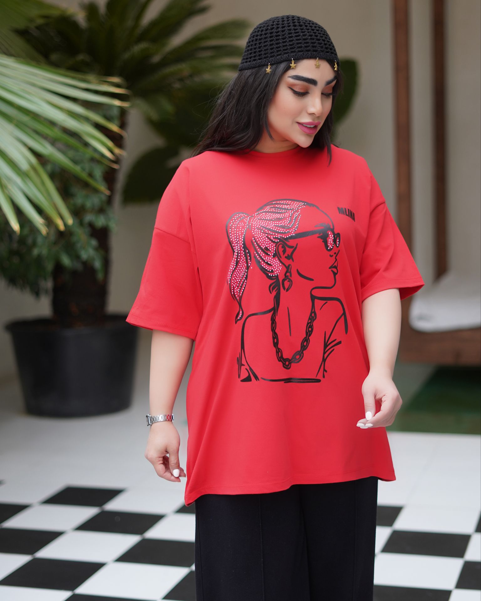تیشرت لانگ نگینی